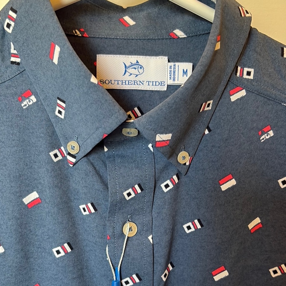 Southern Tide Blue Patterned Men's Shirt